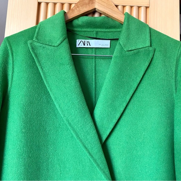 NEW Zara soft wool blend coat green - Picture 6 of 12